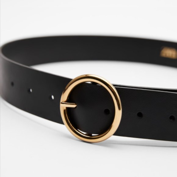 ZARA LEATHER BLACK BELT WITH GOLD BUCKLE main image 3